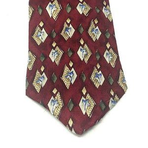 Croft & Barrow Mens Necktie TIE Red Burgundy Diamo